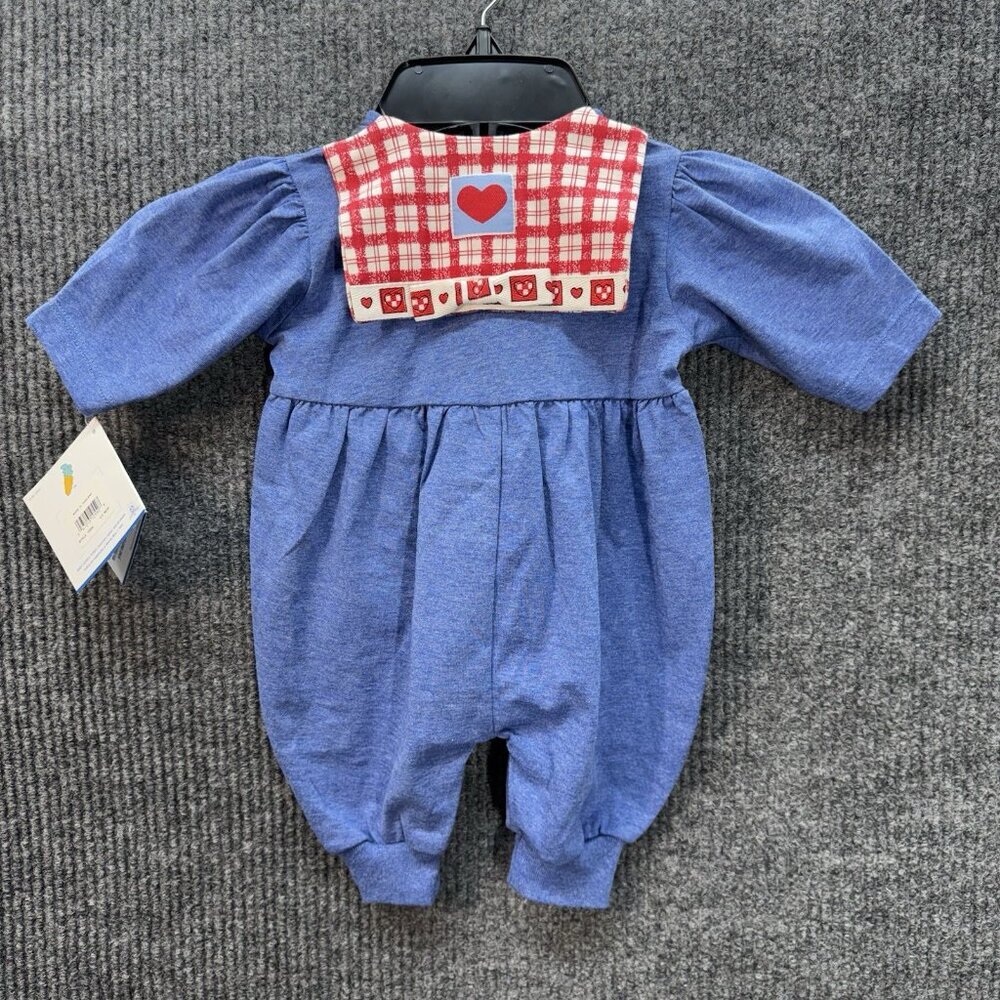 Vintage Baby Looney Tunes Romper Size 0-3 Months Blue Embroidered Snap 90s NEW - Picture 3 of 12